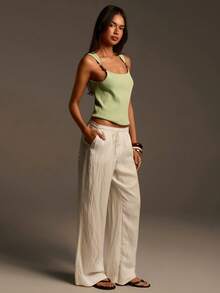 Athîral Women's Casual Off-Shoulder Fitted Light Green Knit Top, Spring/Summer - Green - View 5