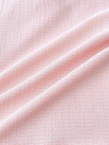 SHEIN 少女连衣裙，纯色梭织泡泡褶双层裙摆，休闲吊带法式仙女裙，优雅蛋糕裙，适合日常休闲穿着、上学、度假、派对、生日、情人节、婚礼季、公主裙、儿童情人节 - 粉色 - 查看 3