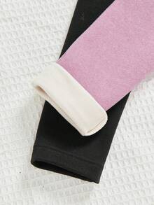 SHEIN 2入組女童休閒純色保暖打底褲 - 淡紫色 - 查看 4