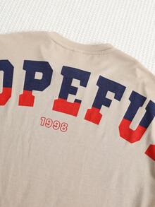 SHEIN 2pcs/Set Kids/Tween Boys Casual Versatile Comfortable Street Style Letter Print Loose Fit Round Neck Short Sleeve Knit T-Shirt And Shorts Set, Suitable For School, Garden, Beach, Birthday, Spring, Summer, Fall, Winter - Multicolor - View 5