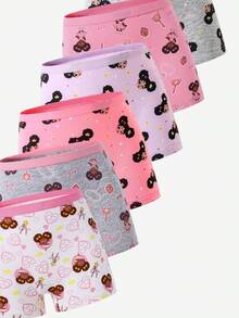 8pcs/Set Girls' Cute Cartoon Princess Cotton Briefs, Assorted Colors & Prints - Multicolor - View 5