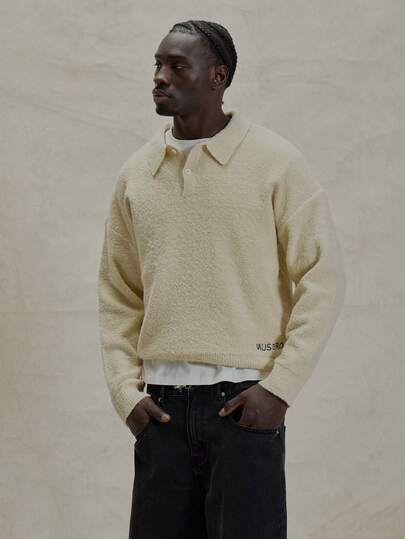 Musero 马海毛长袖纽扣 Polo 衫款式，马海毛针织套头衫，品牌刺绣细节，春夏必备单品