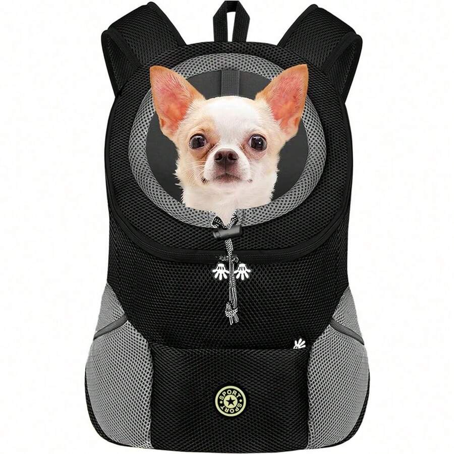 Dog Backpack Carrier Pet Carrier For Small Medium Dogs Travel Bag Front Pack Breathable Adjustable With Reflective Strips For Hiking Outdoor Cats Cat Carrier Cat Bag - Black - View 1