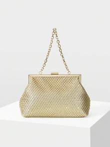 MOTF WOMEN'S RHINESTONE CHAIN EVENING CLUTCH - Gold - View 4