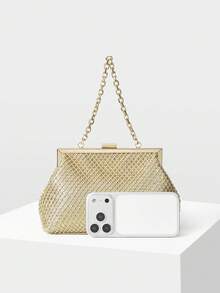 MOTF WOMEN'S RHINESTONE CHAIN EVENING CLUTCH - Gold - View 5