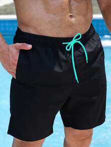 Manfinity VDAYZ Men's Casual Double Layer Beach Shorts - Black - View 4