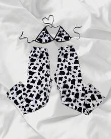 Dúo de pijama para pareja de vaquita - Blanco y Negro - Ver 1