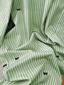 GlowEve CURVE 大码女式休闲条纹蝴蝶结宽松裤 - 墨綠色 - 查看 5