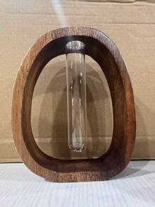 1个胡桃木水培玻璃试管花瓶创意ins风桌面绿色植物容器迷你手工原木花瓶家居装饰摆件母亲节情人节森林礼物生日毕业房间装饰玻璃花瓶 - 胡桃木色 - 查看 16