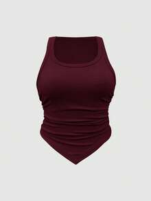 SHEIN ChicEase 多色褶裥下摆V领吊带背心套装 - 彩色 - 查看 6