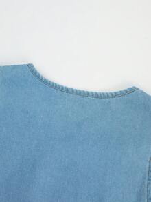 GlowEve Women's Casual Zip-Up Ruffled Denim Jumpsuit, Summer - Blue - View 4