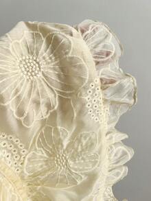 Elamini 女士休闲度假吊带背心，细肩带网纱刺绣面料，系带 - 黃色 - 查看 8