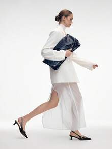 Mnmlis 女士尖头金属装饰时尚日常通勤高跟鞋 - 黑色 - 查看 1