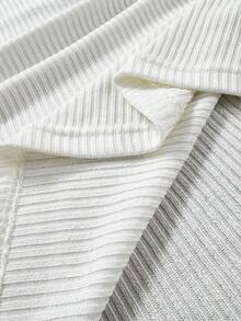 Franclia Women's Solid Color Square Neck Ribbed Short Sleeve T-Shirt - White - View 5