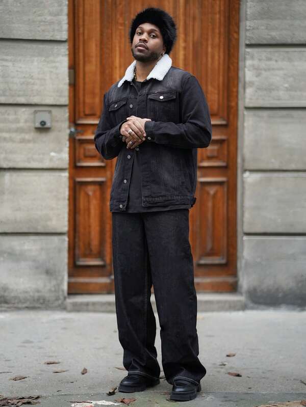 Heavens Edit Men Long Sleeve Vintage American Style Denim Jacket , For Fall