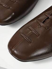 Mnmlis 女士系带休闲平底鞋 - 棕色 - 查看 7