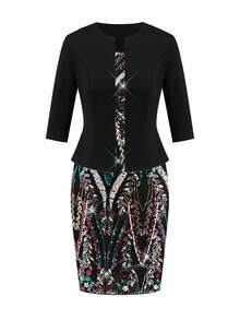 SHEIN Clasi 2pcs/Set Women's Sequin Party Dress And Fitted Short Sleeve Jacket,Summer Clothes,Summer Outfit For Women - Multicolor - View 9