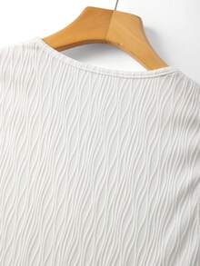 Franclia 女士V领单排扣荷叶边下摆无袖休闲/工作/约会/日常穿着上衣，优雅百搭 - 白色 - 查看 7