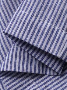 Dazy Plus Striped Color Block Loose Open Front Top And Long Pants Pajama Set, Spring/Autumn - Blue - View 3