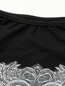 Sunspun Áo thun nữ cỡ lớn phong cách Punk, thời trang đường phố, in hình cánh chim, kiểu dáng tối giản, thoải mái. - màu đen - Xem 3