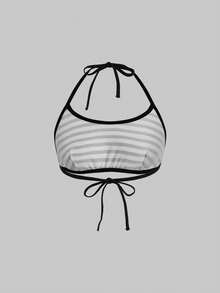 ROMWE Goth 3pcs Casual Striped & Polka Dot Halter Neck Camisole - Multicolor - View 10