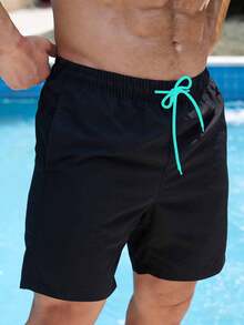Manfinity VDAYZ Men's Casual Double Layer Beach Shorts - Black - View 6