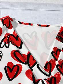 EMERY ROSE 休闲简约红色爱心印花大码衬衫，适合新年和情人节穿着 - 彩色 - 查看 4