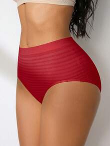 NudeFit Bragas cómodas y elásticas de cintura alta con rayas sin costuras y cobertura total - Multicolor - Ver 5