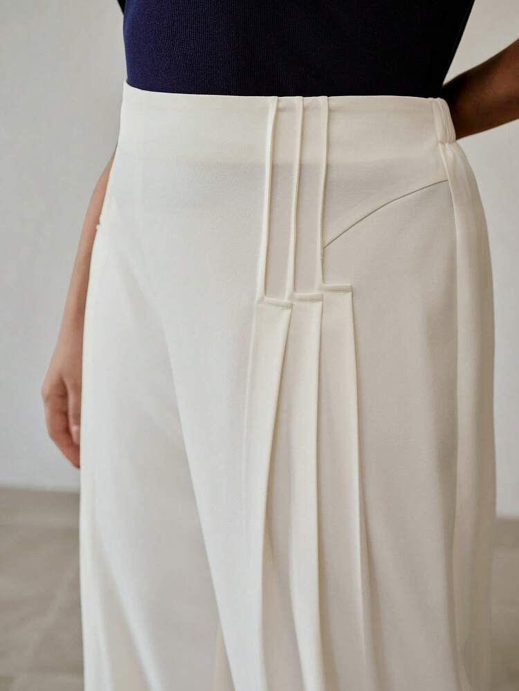 PLUS SIZE WOMEN'S SOLID COLOR DESIGN WAIST CASUAL PANTS, VERSATILE FOR COMMUTING