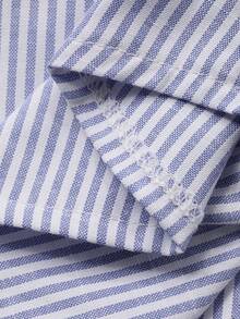 DAZY Young Boy Striped Print Button-Front Casual Short Sleeve Shirt - Blue - View 8