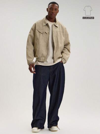 Musero Oversized Long Sleeve Zip Through Collard Jacket Flap Pocket Detail Top SPRING SUMMER Essentials Layering