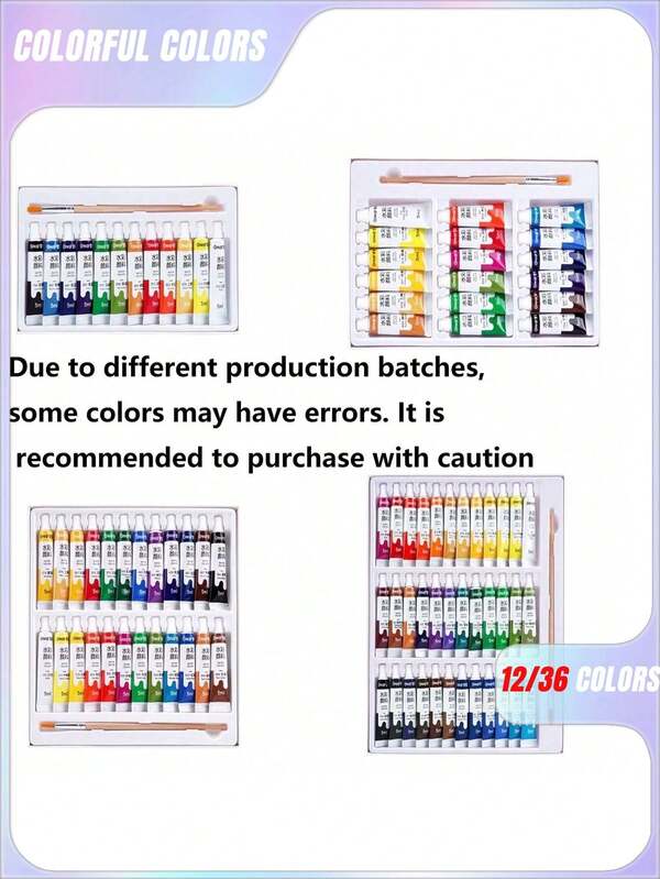 SHEIN 12/18/24/36 Tubos de colores vibrantes de 5ml Tubos de acuarela con gran valor Suministros de arte de pinturas de acuarela para adultos, artistas y principiantes, de vuelta a la escuela, útiles escolares