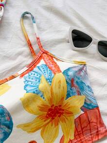 Soleia 女士印花吊带背心和开衩裙两件套，夏季 - 彩色 - 查看 5