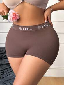 1件装 女士加大码无缝简约纯色时尚舒适高性价比高品质安全短裤 - 咖啡棕 - 查看 3