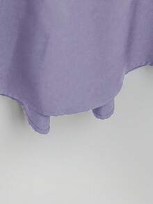 SHEIN Tall CURVE 大码女式法式休闲夏季V领短袖连衣裙 - 淡紫色 - 查看 4