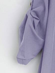 SHEIN Tall CURVE 大码女式法式休闲夏季V领短袖连衣裙 - 淡紫色 - 查看 5