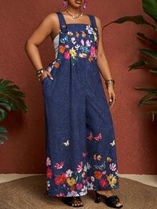 SHEIN CURVE+ Bộ áo liền quần kiểu cổ điển dành cho nữ cỡ lớn, có túi, thích hợp cho mùa tựu trường và mùa thu đông, CURVE PLUS. - Nhiều màu - Xem 5