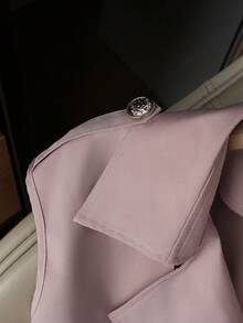 Franclia Women's Fashion Double-Breasted Lapel NeckSleeveless Trench Coat - Baby Pink - View 7