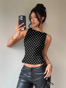 Blusa sin espalda con lazo en el cuello, sin mangas, adecuada para ir al trabajo y uso diario NGX0 - Blanco 5 - Ver 8