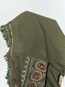 ROMWE Fairycore 仙女风休闲度假刺绣撞色不对称吊带背心 - 軍綠色 - 查看 10