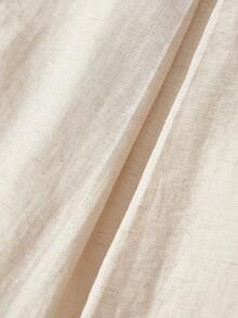 SHEIN MOD Quần ống rộng màu trơn dành cho nữ, thích hợp mặc mùa xuân/hè, ngày Valentine, hẹn hò, đi biển, nghỉ hè, chất liệu vải lanh, mặc hàng ngày, đi học và đi làm, phong cách retro, thanh lịch, thoải mái, boho, ống rộng, kiểu phương Tây, phù hợp đi làm, phong cách cổ điển. - Màu be - Xem 6