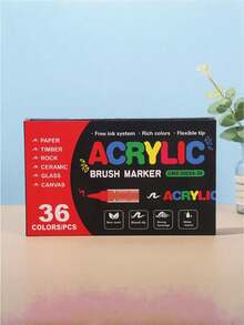 12/24/36/48 لون من أقلام الطلاء الأكريليك، أقلام أكريليك بفرشاة ناعمة، أقلام أكريليك سريعة الجفاف مقاومة للماء، مناسبة للقماش والصخور والخشب والحجر والزجاج والسيراميك والنسيج والأعمال اليدوية، هدايا رائعة للعودة إلى المدرسة، لوازم مدرسية - متعدد الألوان - مشاهدة 19
