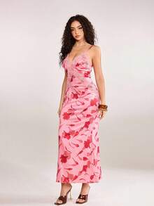 plantica 休闲性感都市时尚印花长款蕾丝吊带裙，适合度假、约会、居家、情人节、春夏穿着。 - 彩色 - 查看 5