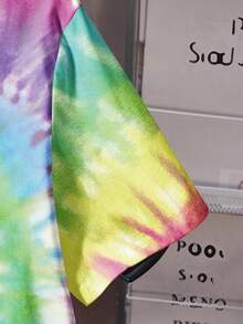 TOM & JERRY X SHEIN Men's Letter & Cartoon Pattern Tie-Dye Crew Neck Short Sleeve T-Shirt - White - View 5