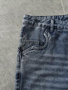 ROMWE MEN Street Life Men's Casual Printed Denim Jeans - Blue - View 5