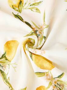 Ellevyn 女士优雅度假水果印花褶皱腰身A字荷叶边连衣裙，适合度假、海滩、夏季、外出、约会、通勤及多种场合。 - 彩色 - 查看 5