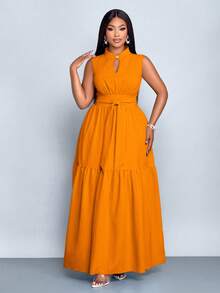 SOLERSUN Đầm nữ thời trang giản dị thanh lịch, đi làm, đi chơi, quần áo mùa hè mới cho nữ - trái cam - Xem 3