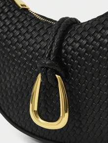 SHECARRY Women's Simple Fashion Zipper Underarm Handbag - Black - View 5