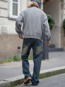 Heavens Edit 男士休闲复古宽松牛仔裤，适合所有季节 - 深色水洗藍 - 查看 3