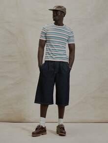 Musero 修身撞色条纹圆领短袖T恤，撞色下摆，冬季必备单品 - 彩色 - 查看 3